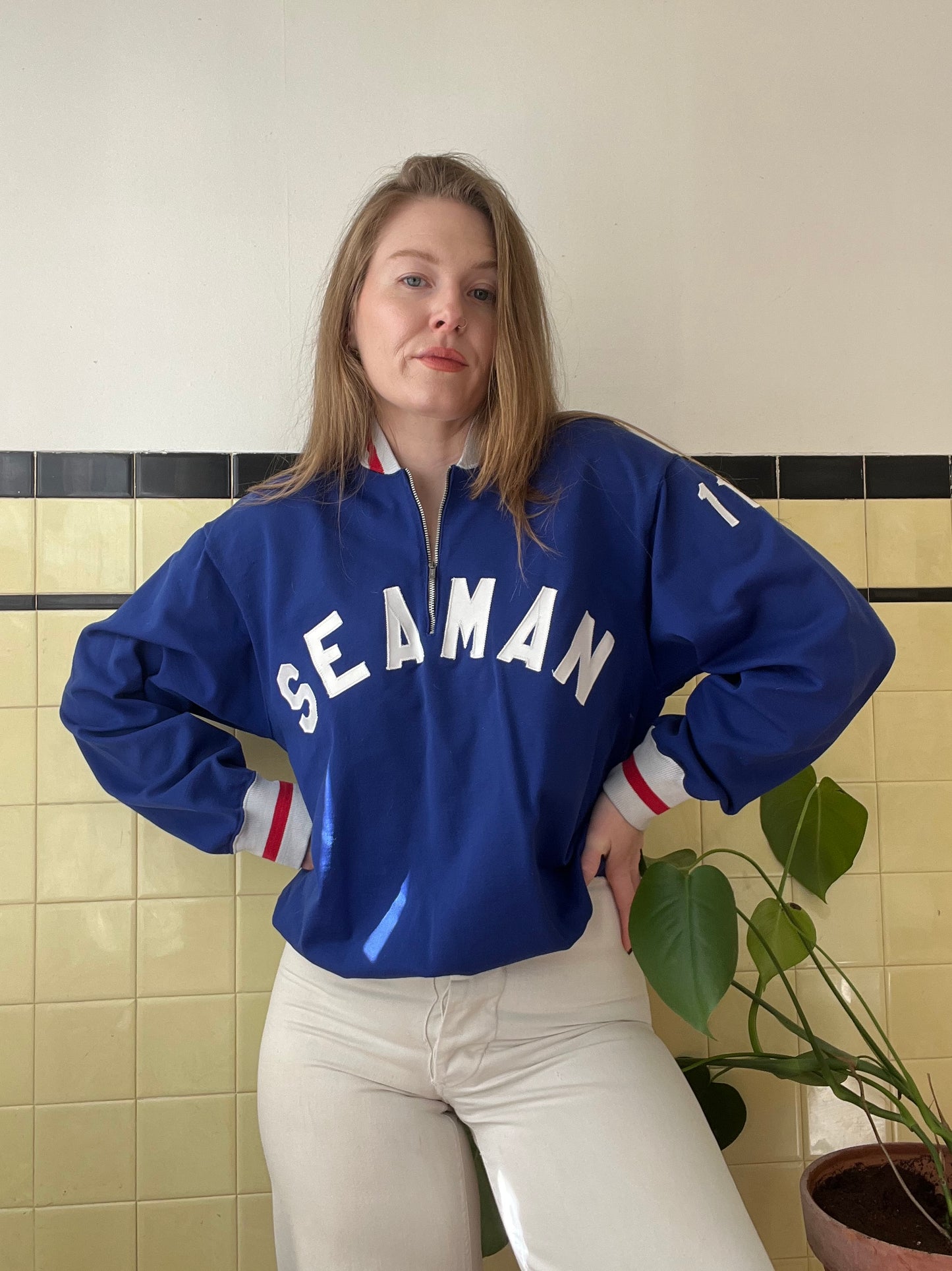 1960's Military Seaman Quarter Zip Jacket L