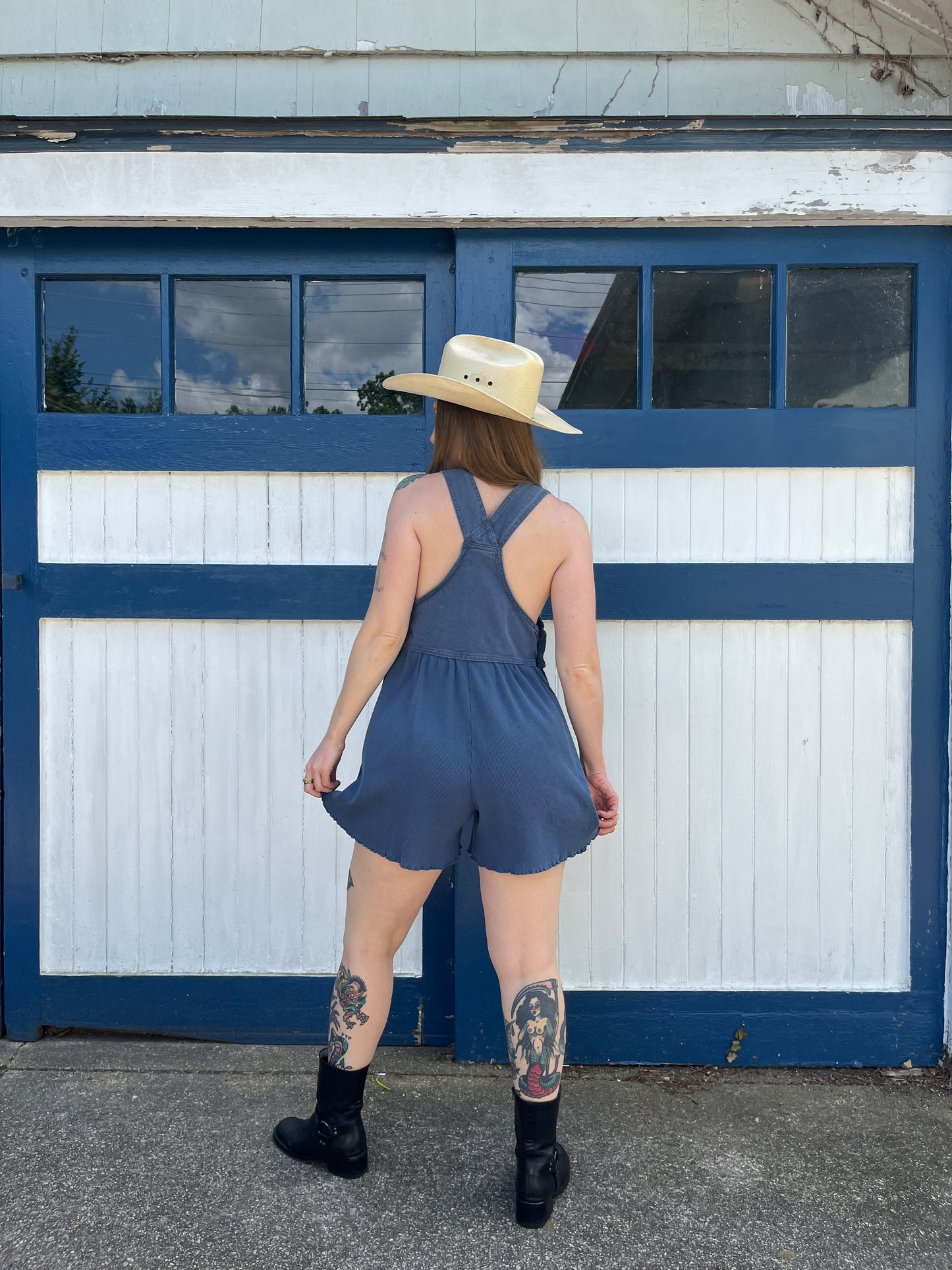 Vintage 1990s Denim and Cotton Overall Romper