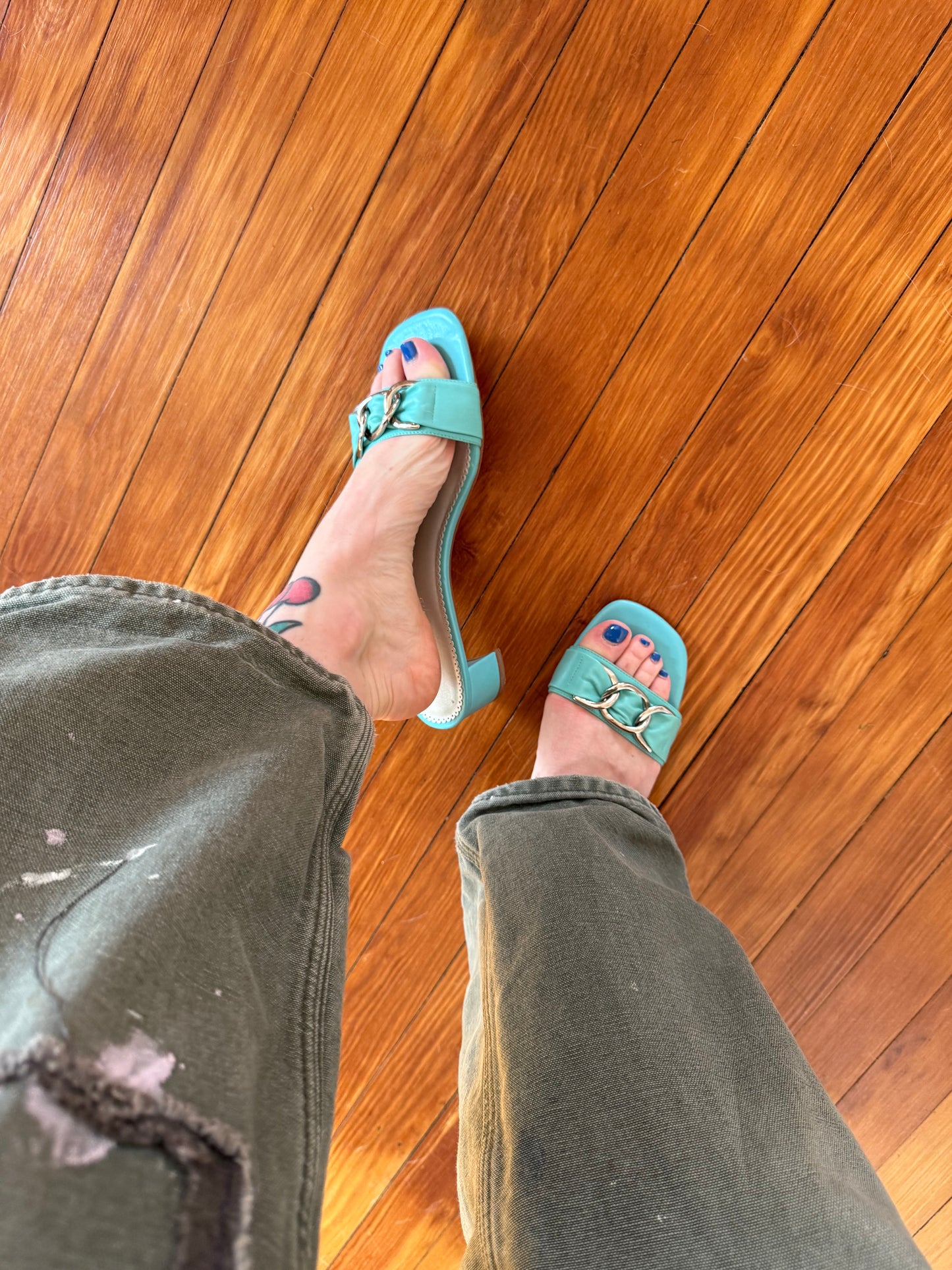 1990s Turquoise Leather Heels