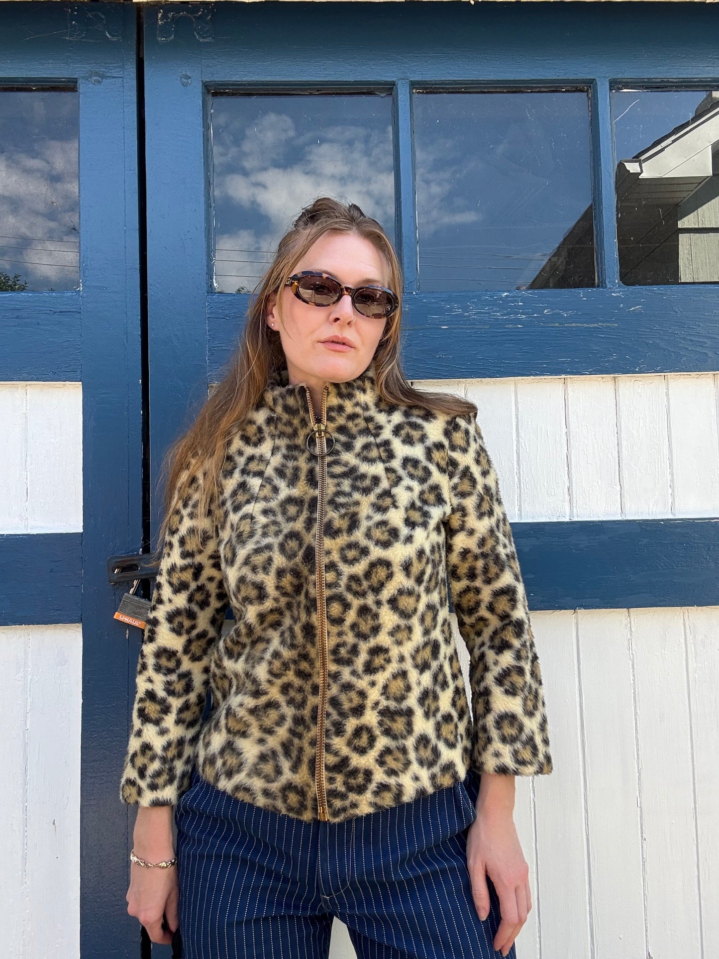 1970s O Ring Zip Cheetah Fuzzy Jacket