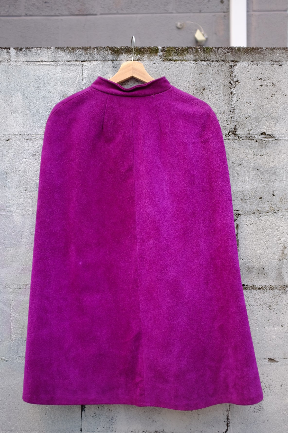 1970s Suede Purple Cape Floral Appliqué