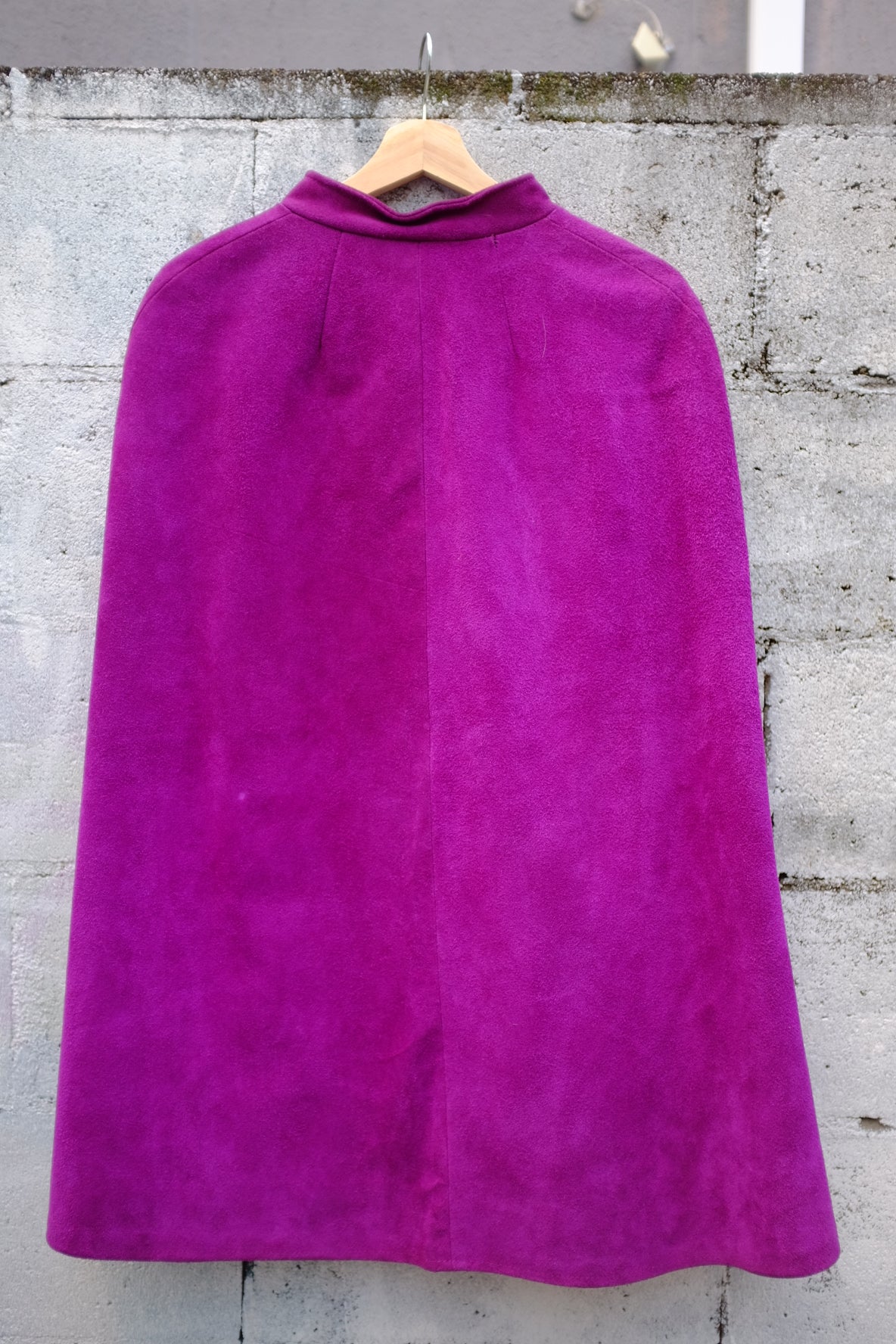 1970s Suede Purple Cape Floral Appliqué