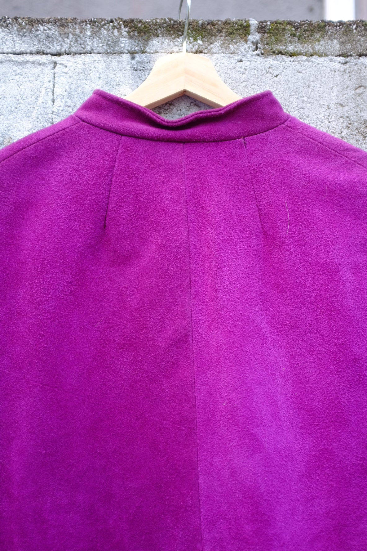 1970s Suede Purple Cape Floral Appliqué