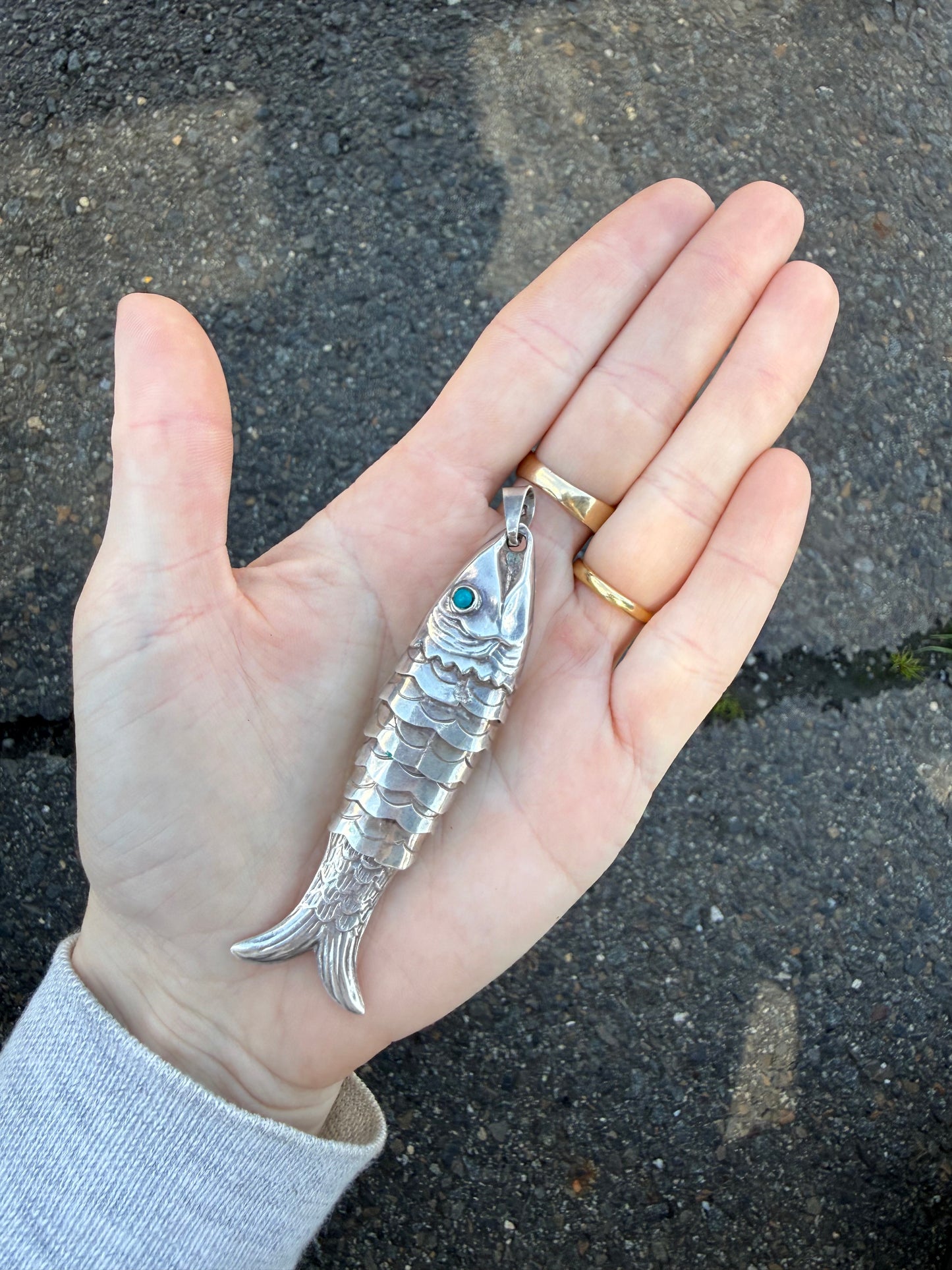 Vintage Articulating Fish 925 Silver with Chain
