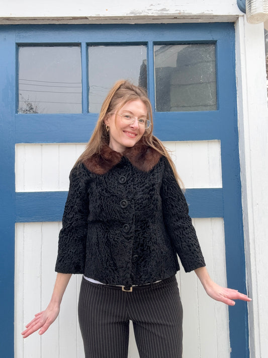 1950s Persian Lamb Cropped Coat