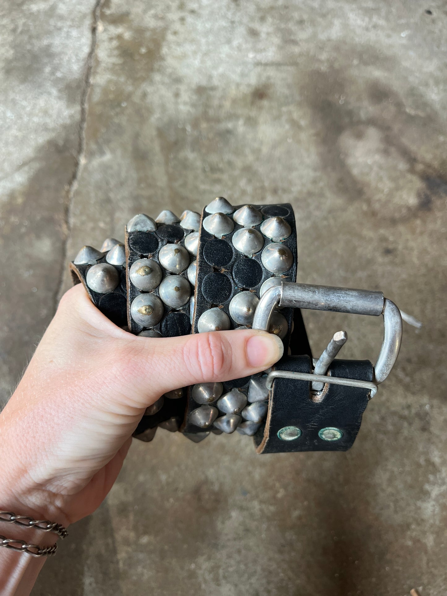 Vintage Leather Punk Studded Black Belt