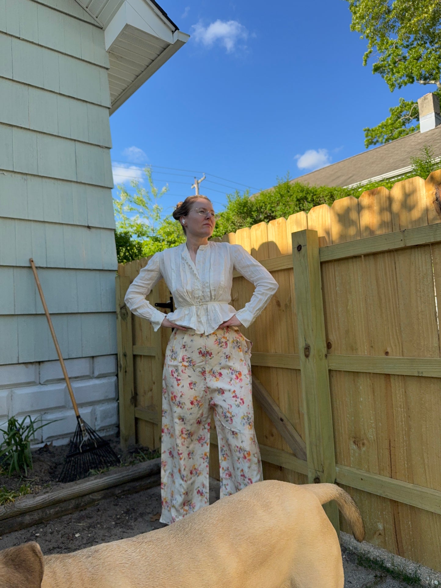 1940s Floral Wide Leg Pants 28”-30”