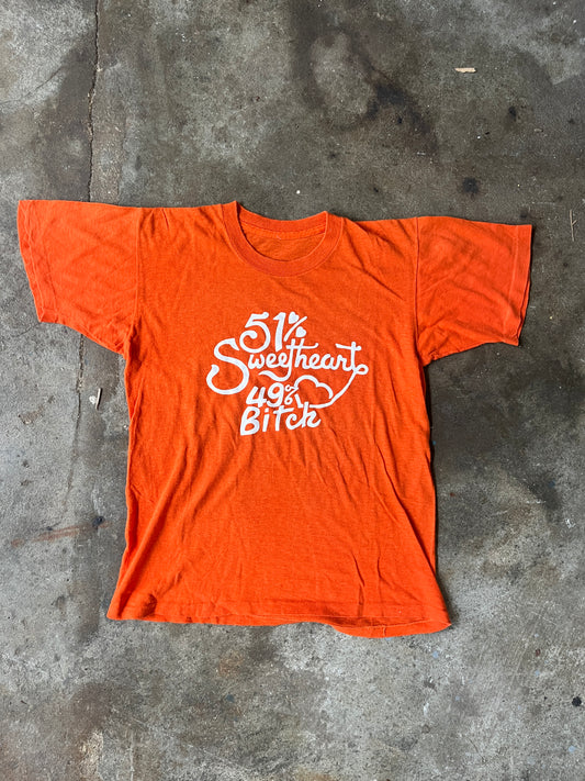 51% Sweetheart 49% Bitch Orange Tee S/M