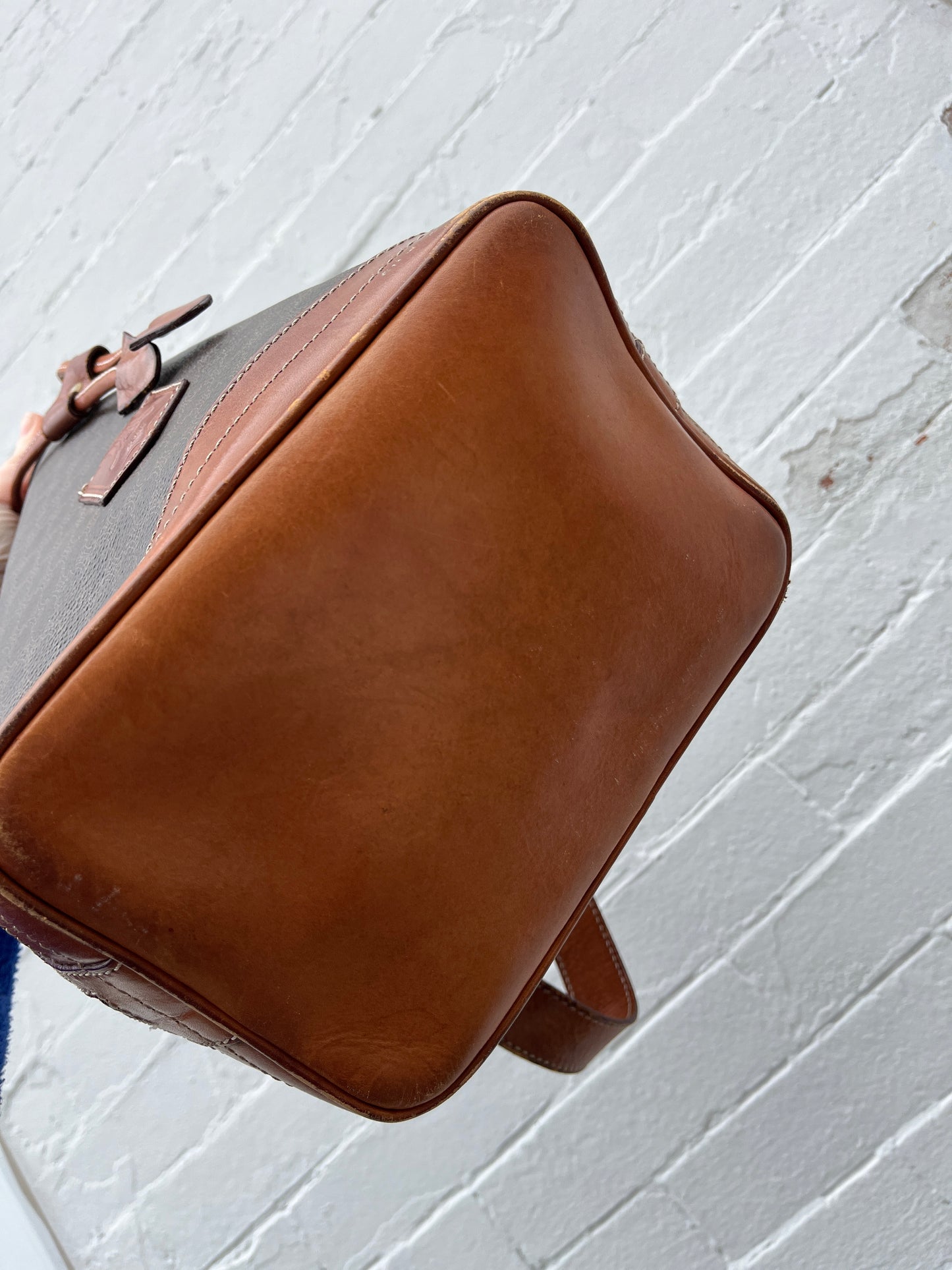 Vintage Celine Drawstring Shoulder Bag Macadam Vintage Logo Leather Brown Sac Seau