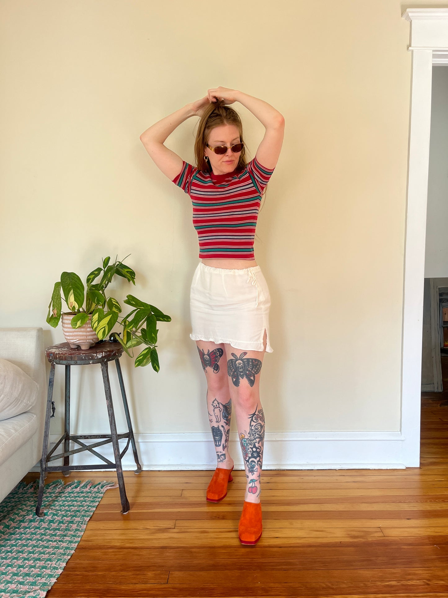 Vintage 1990s Red Striped Baby Tee
