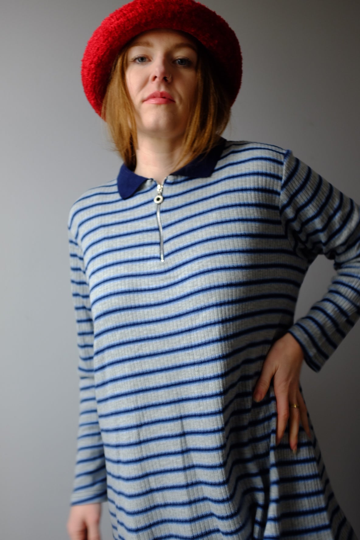 1990’s Striped Blue Cozy Dress