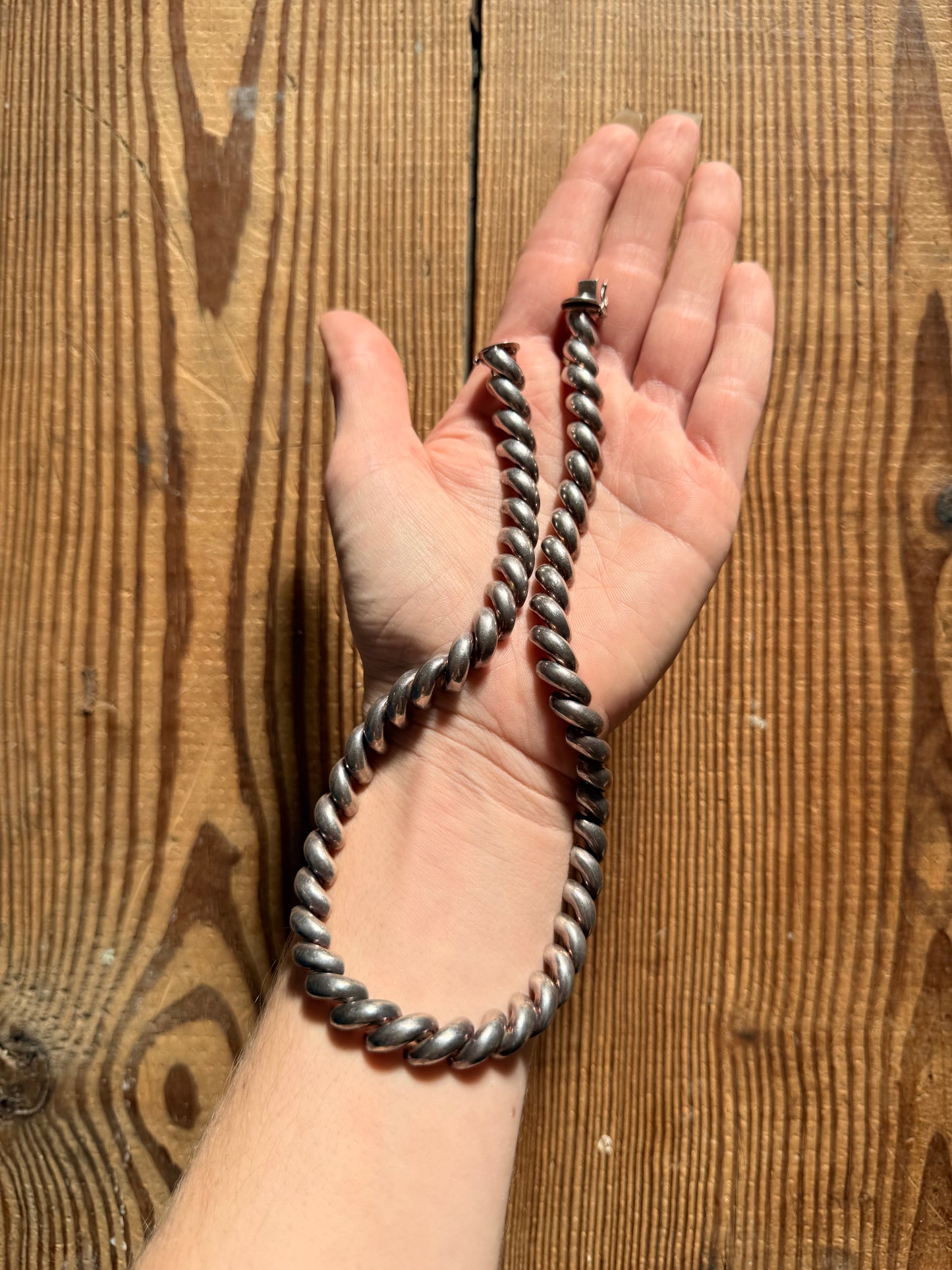 925 Silver San Marco Macaroni Link Necklace