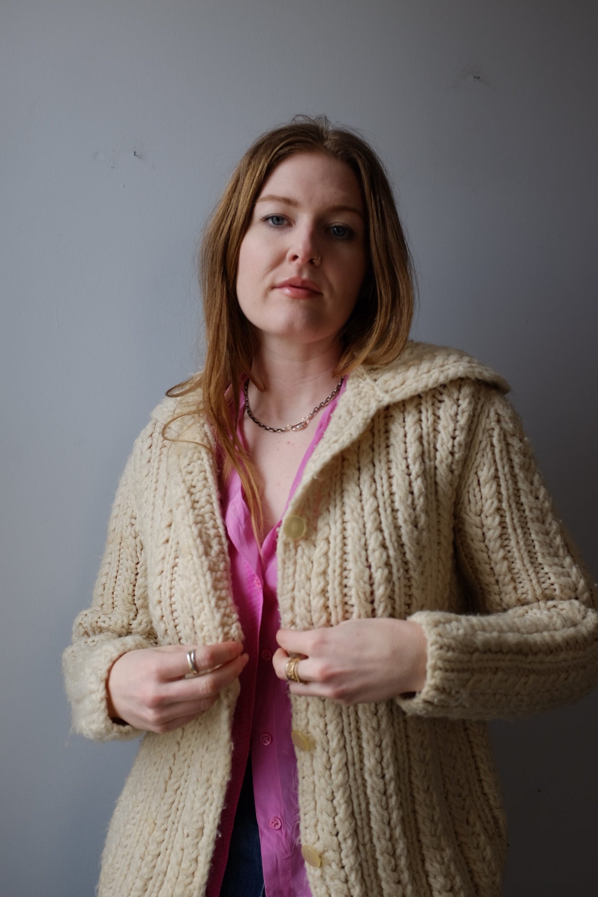 1960s Chunky Knit Sweater Cream