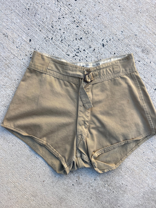 1950s Tan Belted Shorts 26”-30”
