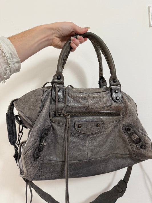 Vintage Dusty Blue Balenciaga City Bag