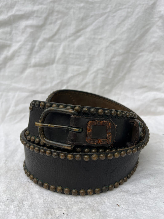 Double RL Ralph Lauren Studded Black Belt 34”-38”