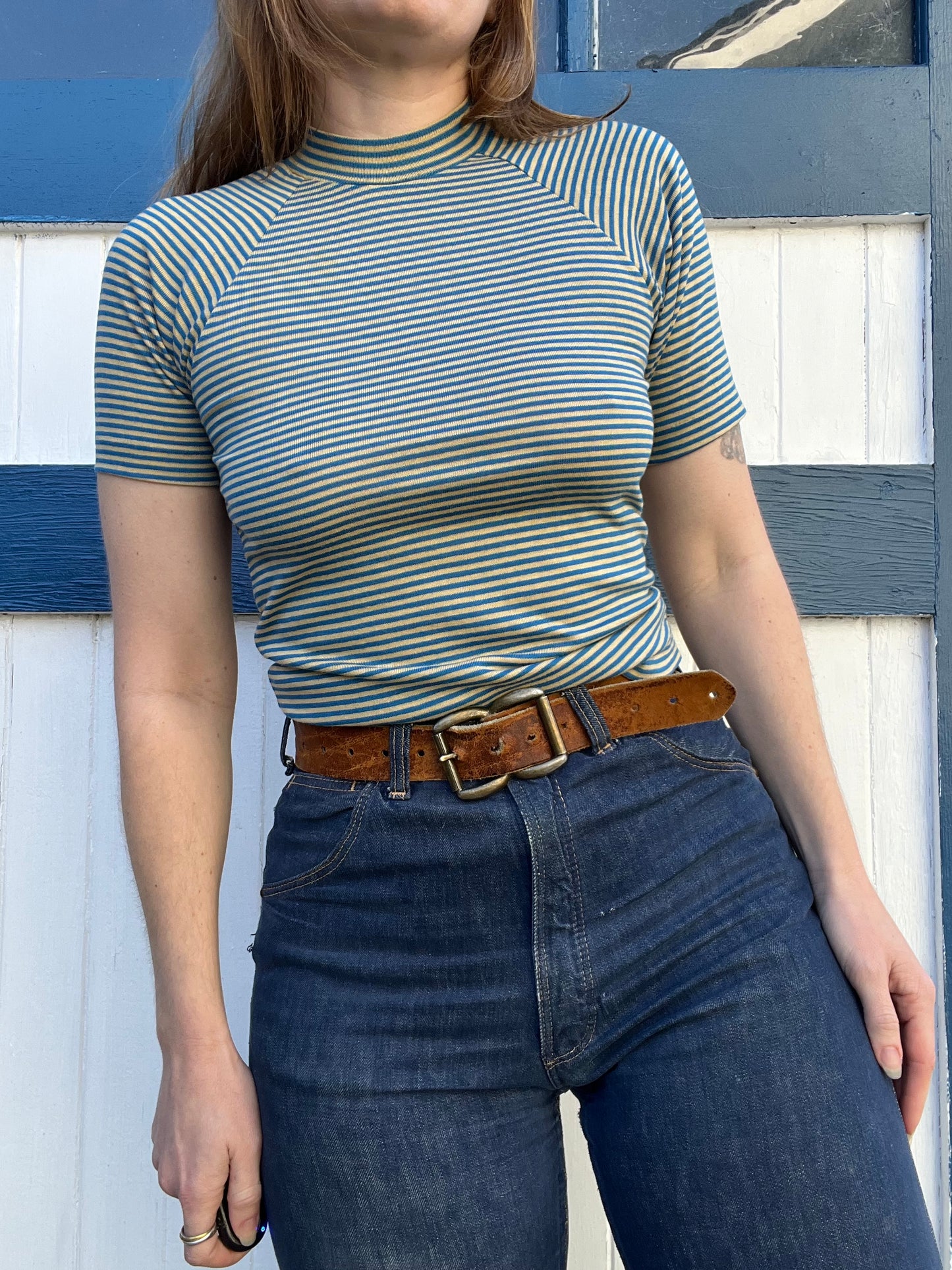 1970s Blue Striped Tee XS/S