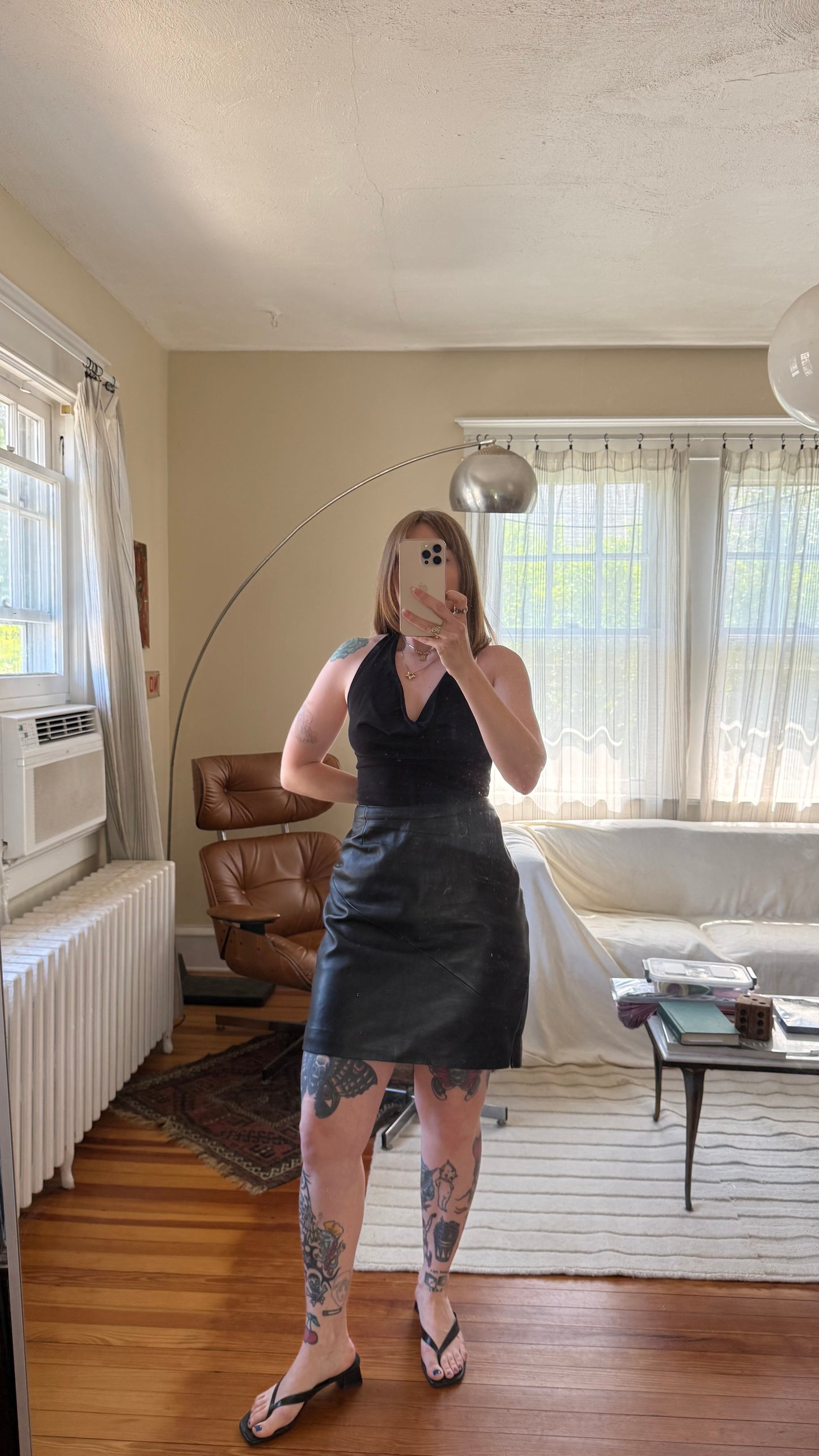 1980s Wilsons Leather Genuine Leather Midi Skirt M/L