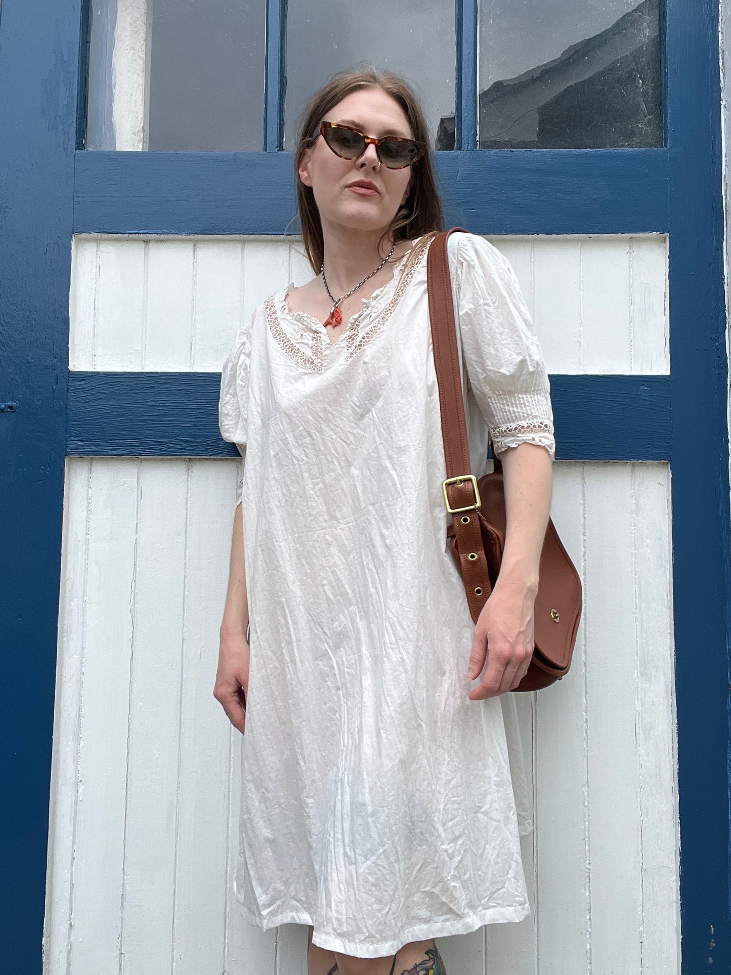 Victorian Antique White Cotton Dress