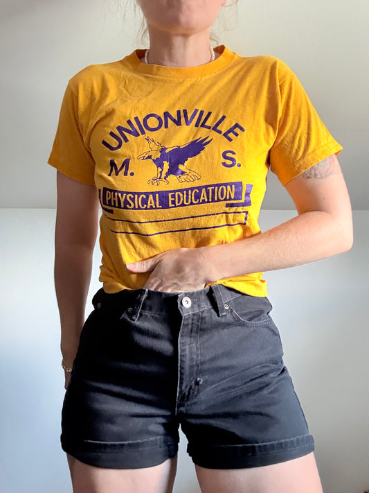 1970s Unionville PE Yellow Tee Champion Tag S