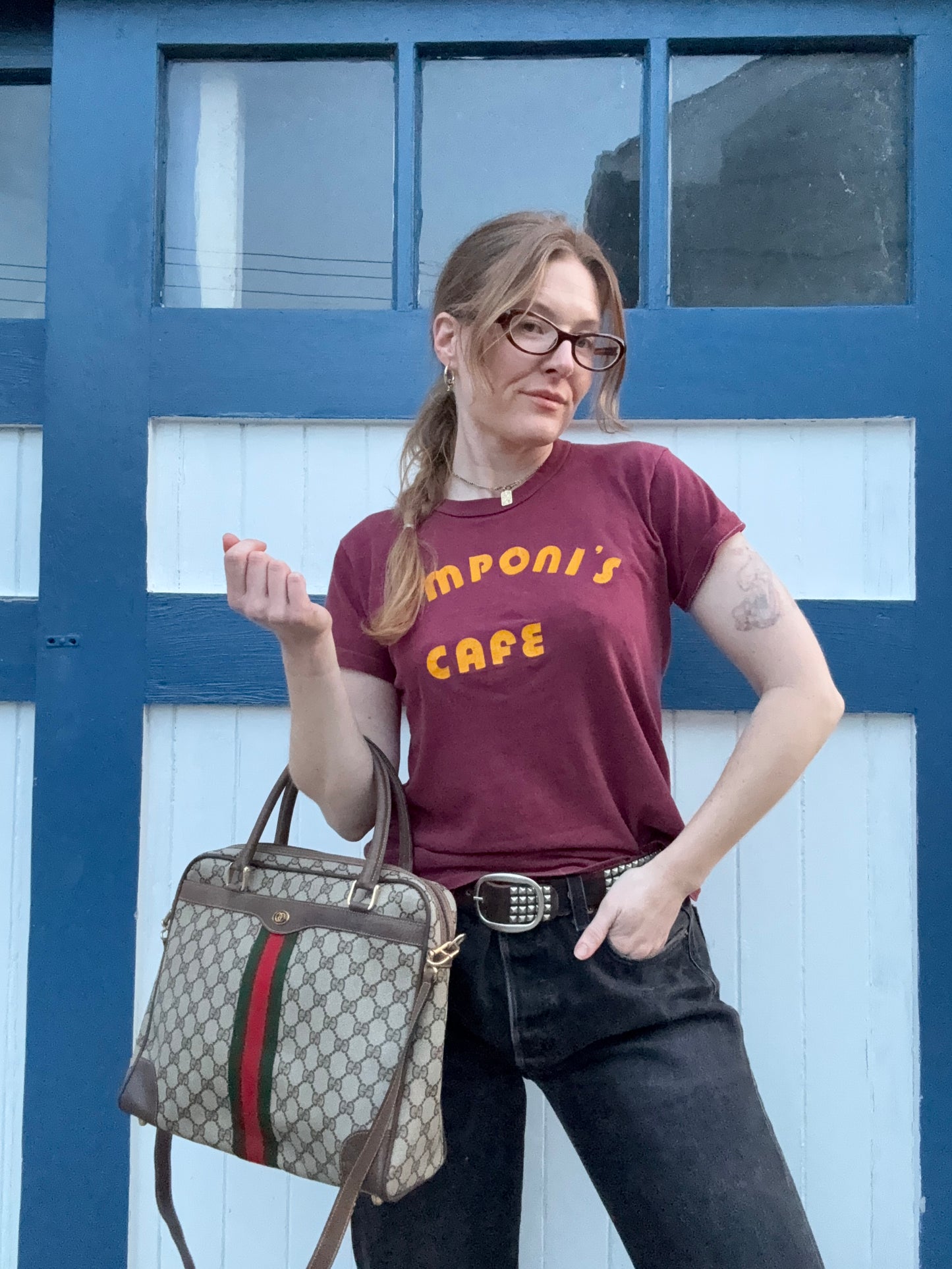 Authentic Vintage 1980s Gucci GG Supreme Sherry Line Handbag