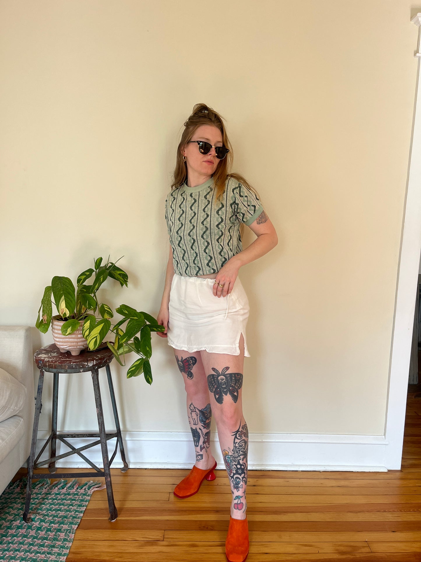 Vintage 1940s Twisted Novelty Short Sleeve Knit Sweater