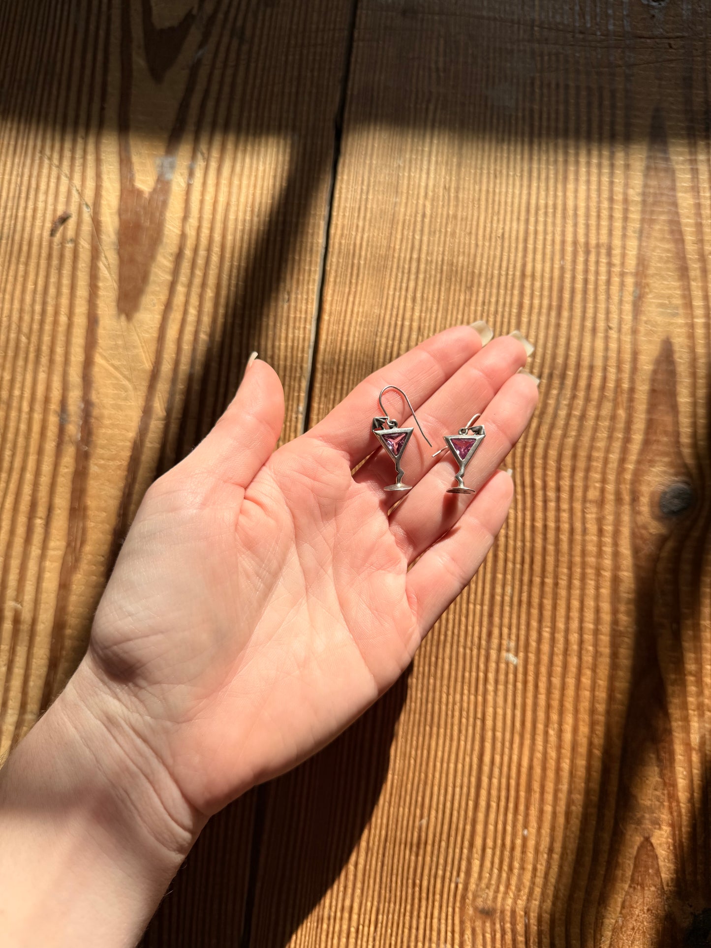 925 Silver Martini Glass Earrings