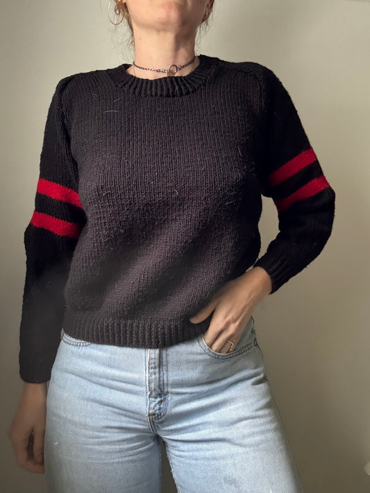 Red Stripe Sweater & Paris Metallic Bag