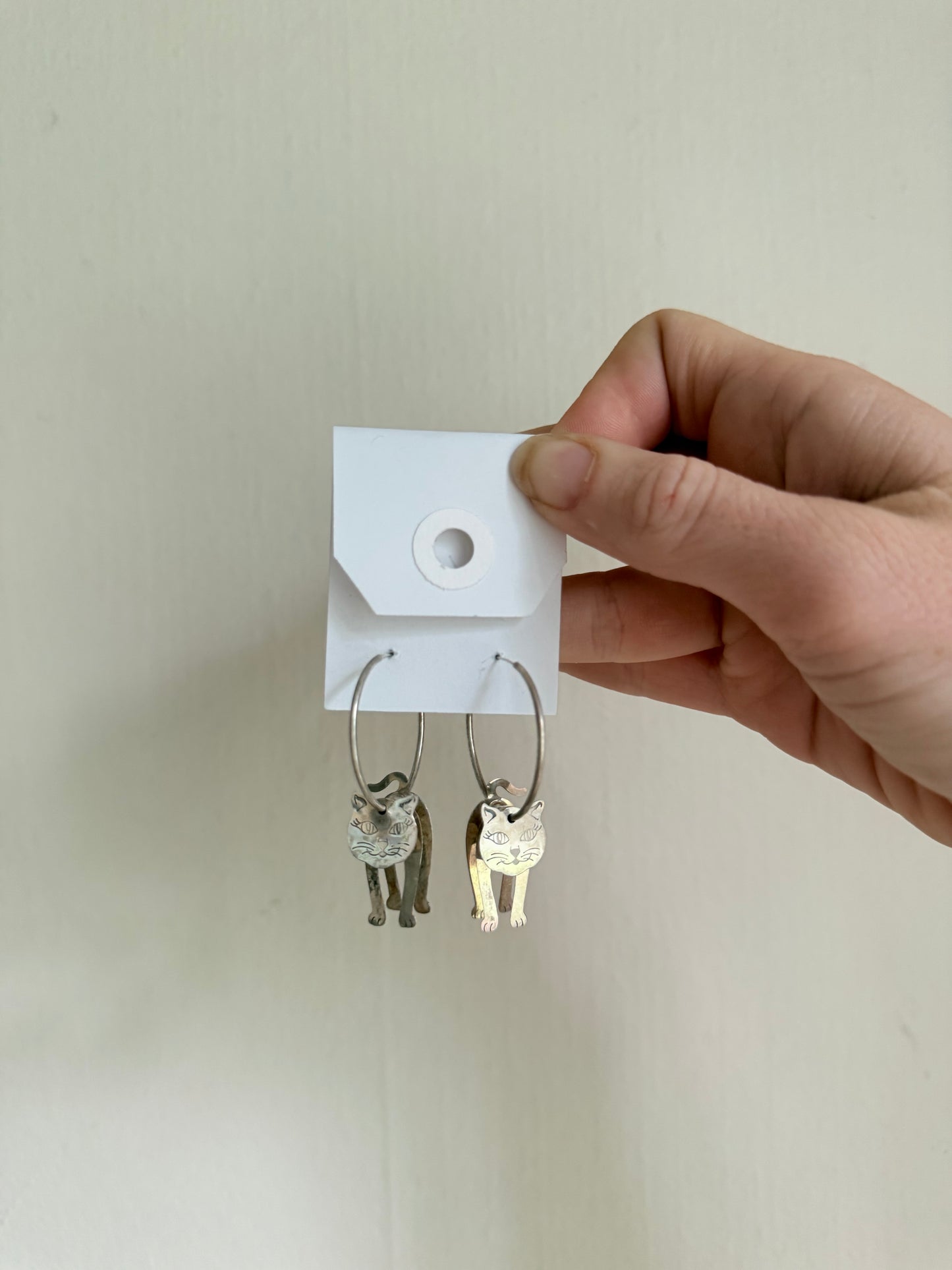 Insanely Cute Cat Hoop Earrings 925 Silver