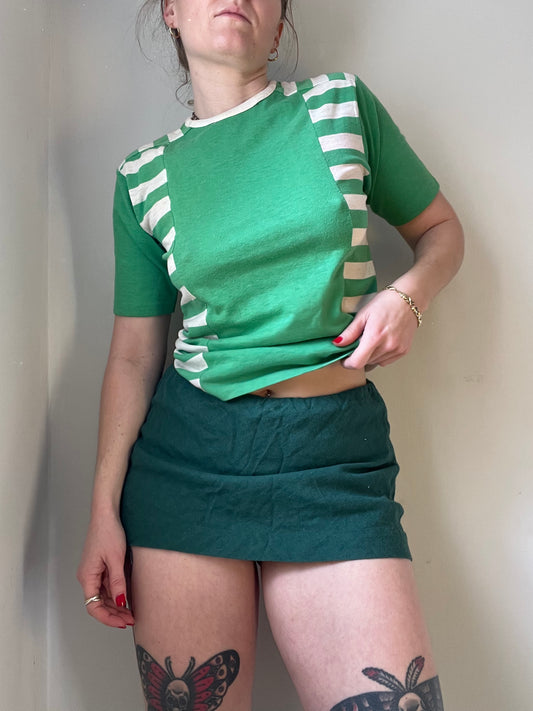Vintage Kelly Green Striped Tee