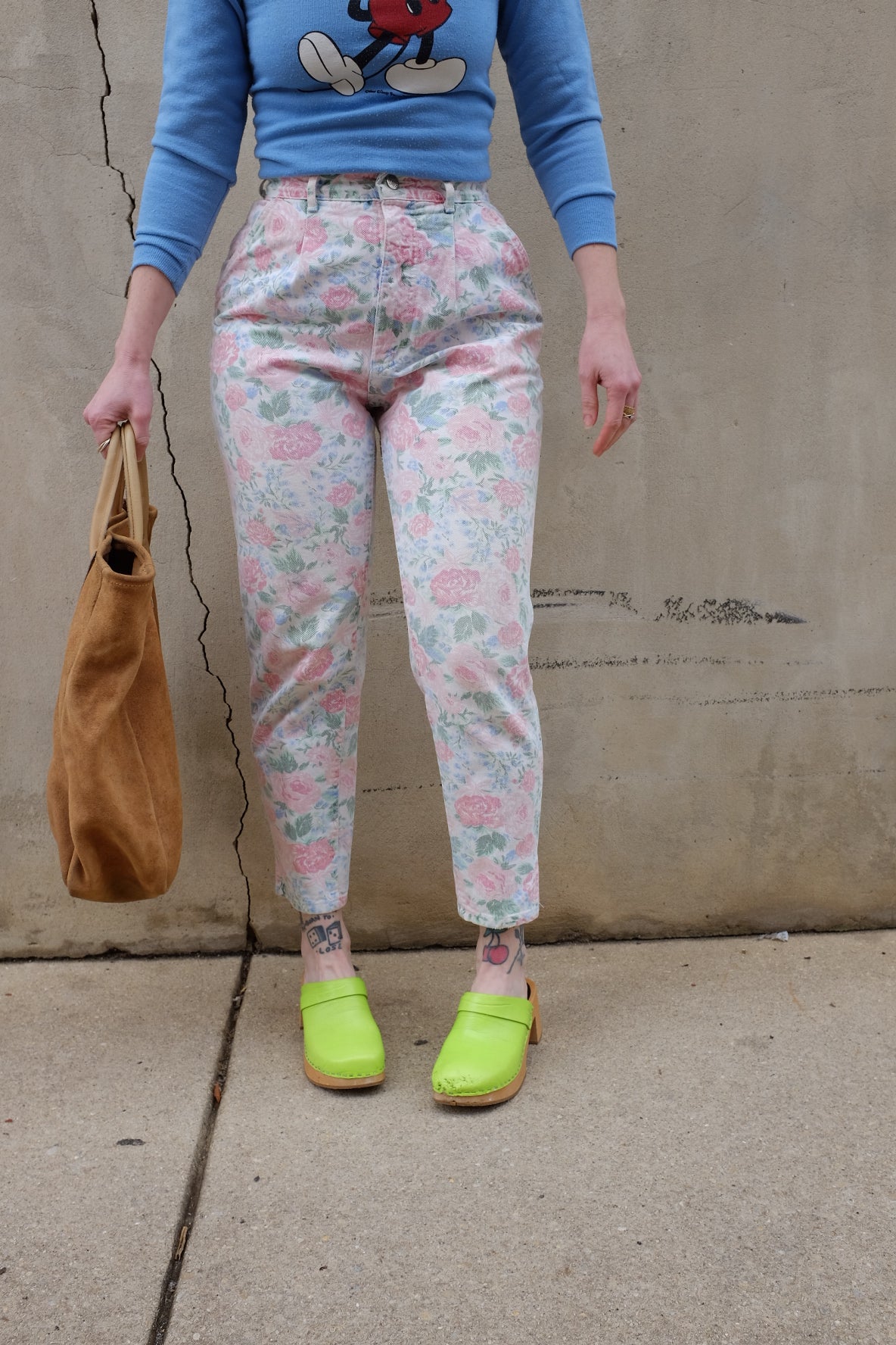 1980s Lee High Waisted Floral Pants