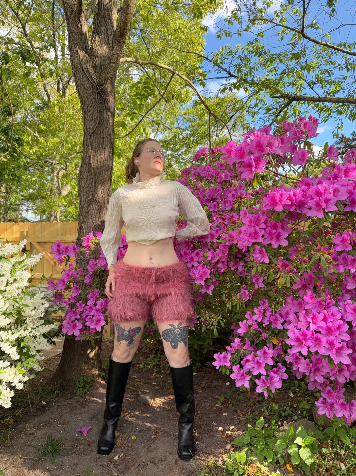 Hot Pink Shaggy Mohair Shorts