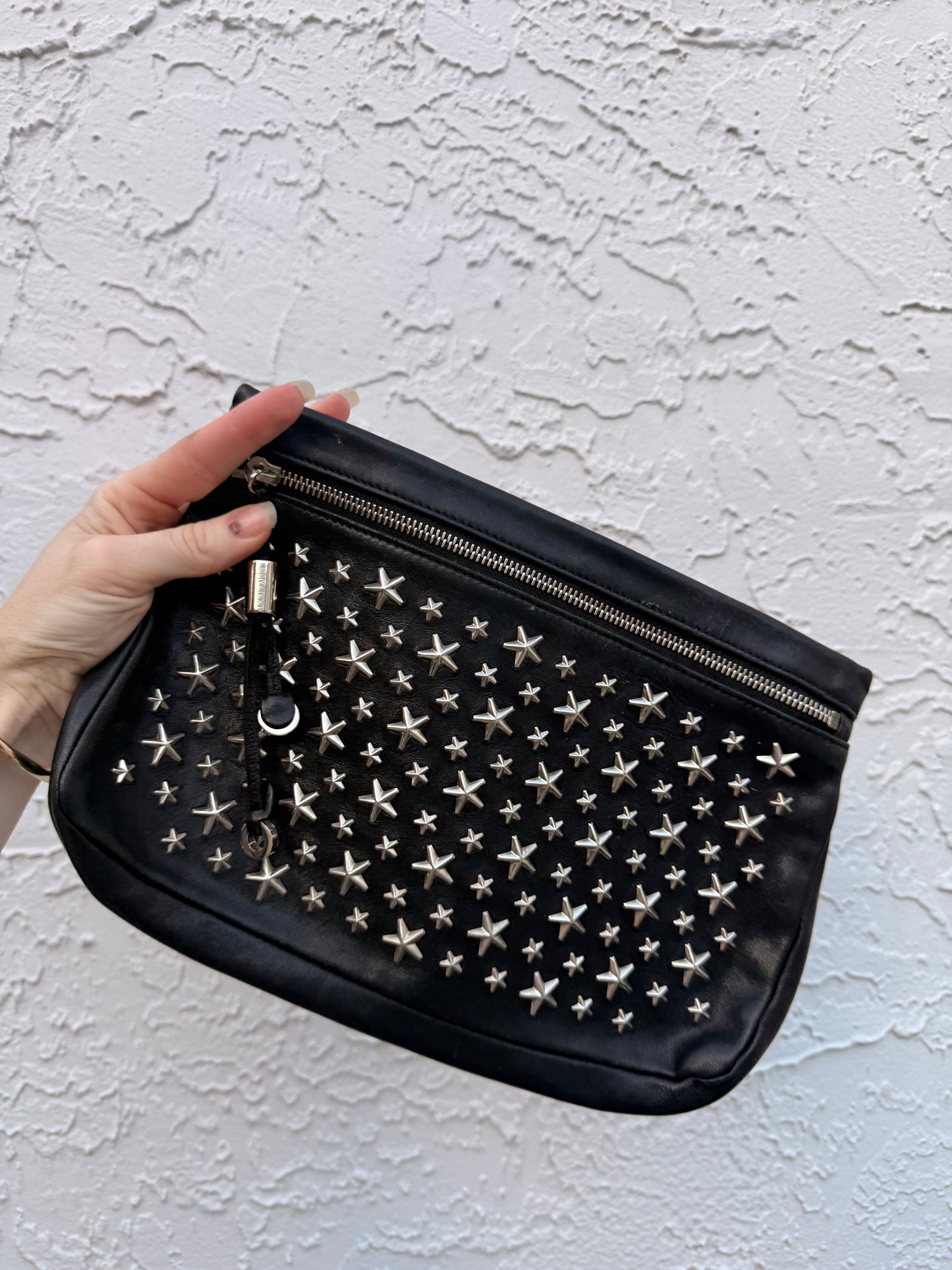 Jimmy Choo Leather Star Studded Clutch