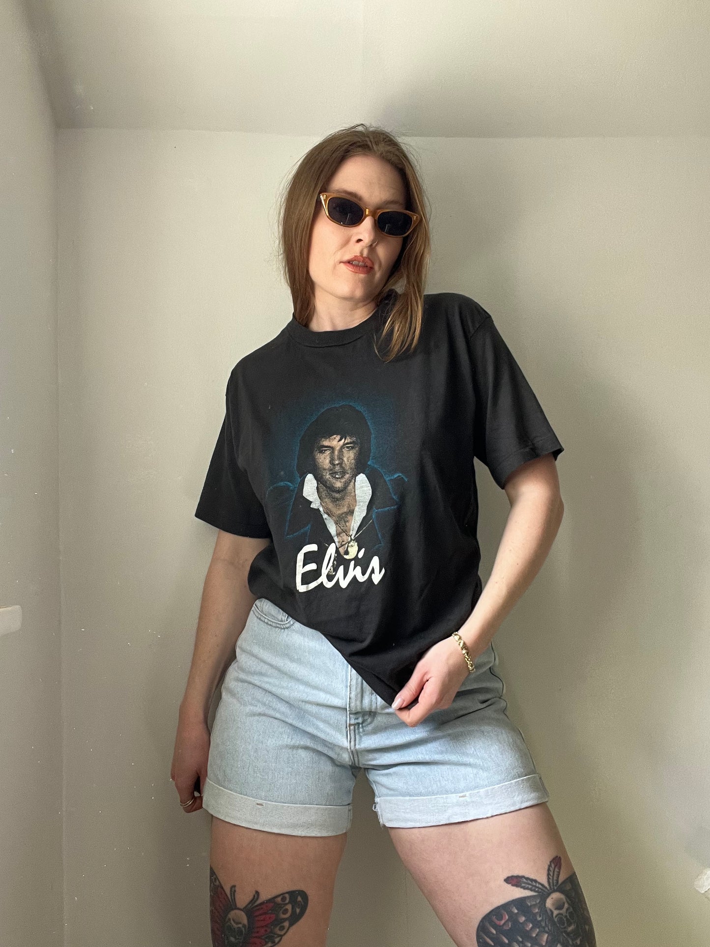 1980s Black Elvis Graphic Tee M/L