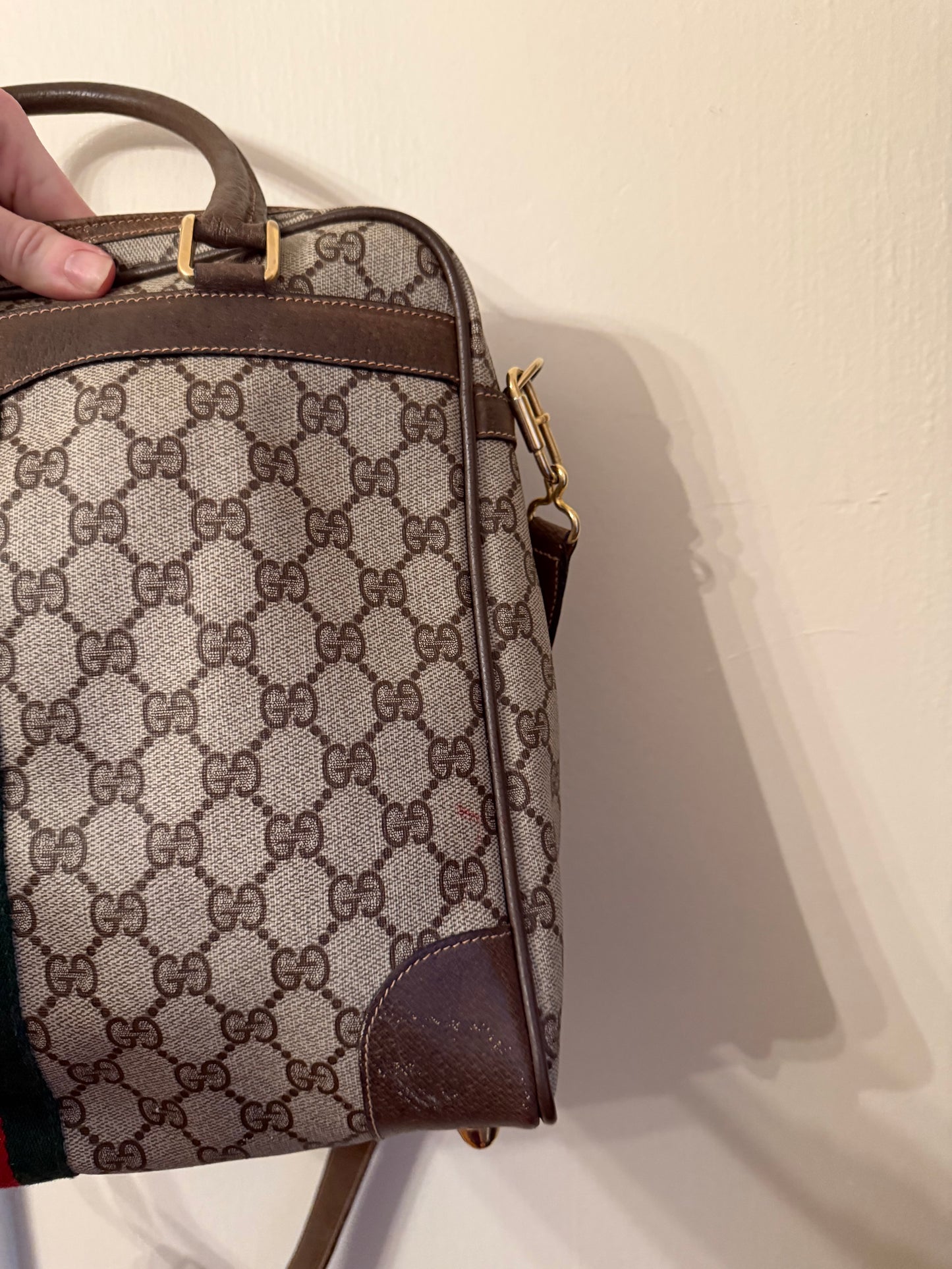 Authentic Vintage 1980s Gucci GG Supreme Sherry Line Handbag