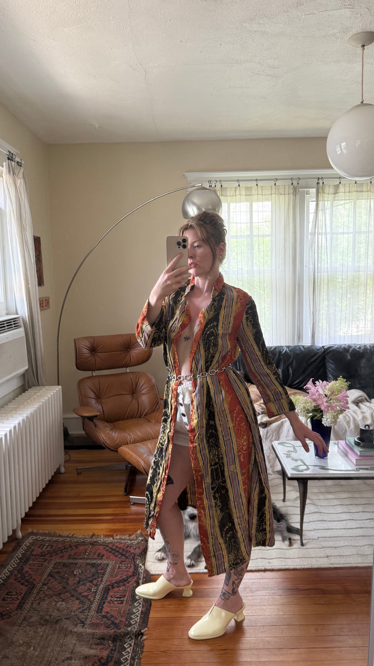 1920s Antique Striped Colorful Open Duster
