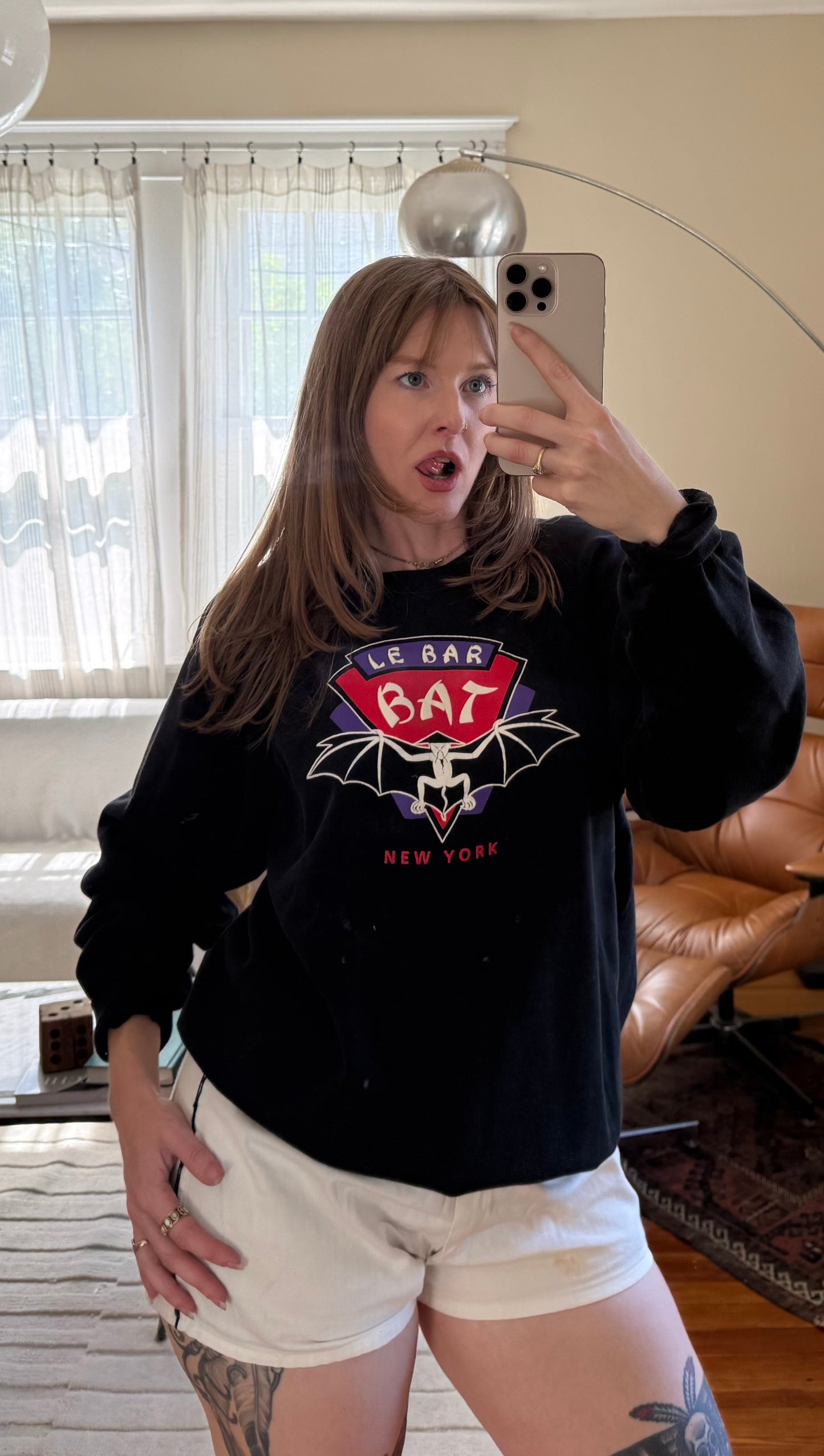1980s Le Bar Bat New York Black Crewneck L