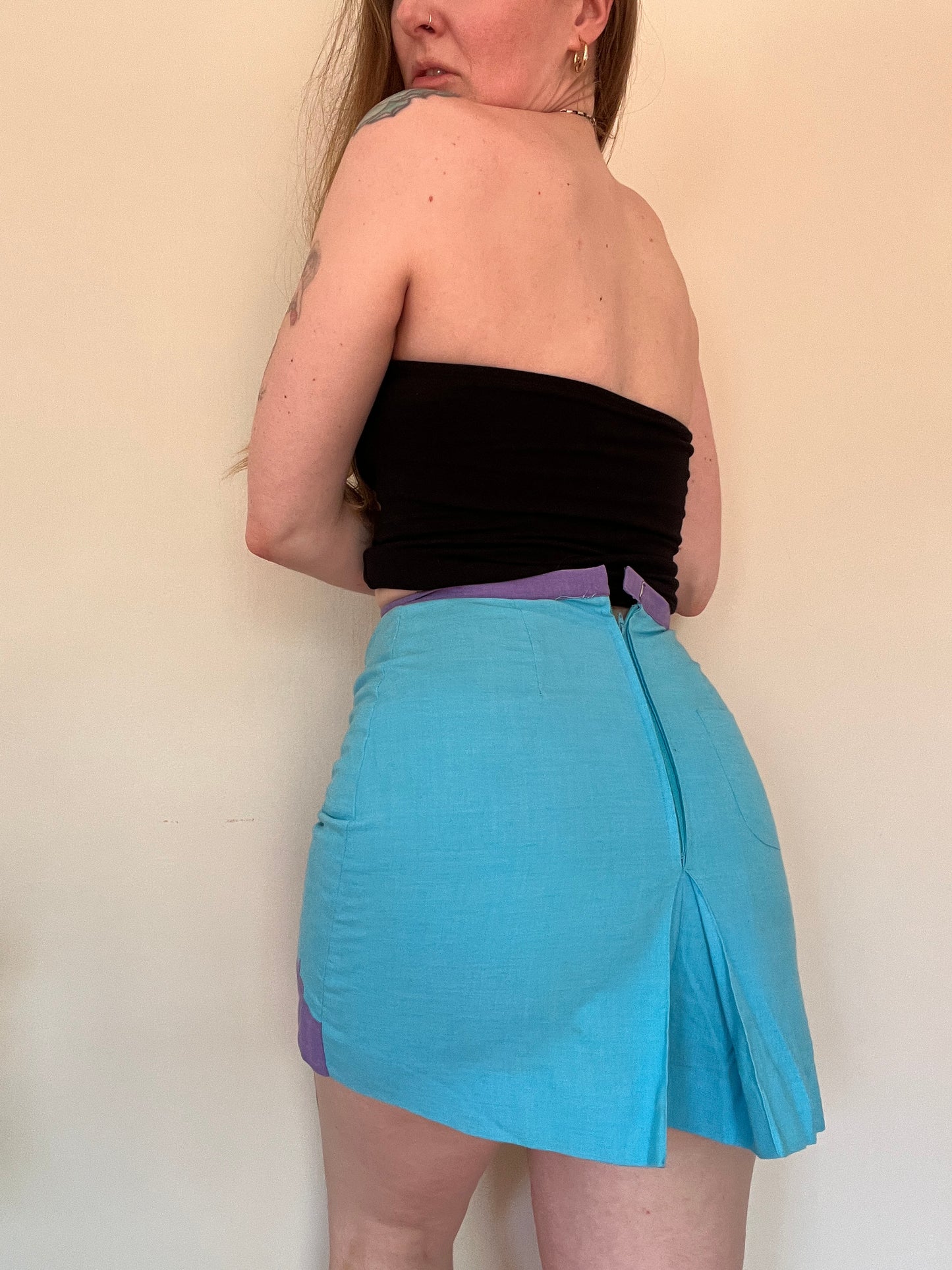 1970s Blue and Purple Skort 26”