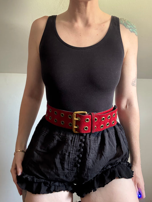 Red Suede and Brass Belt