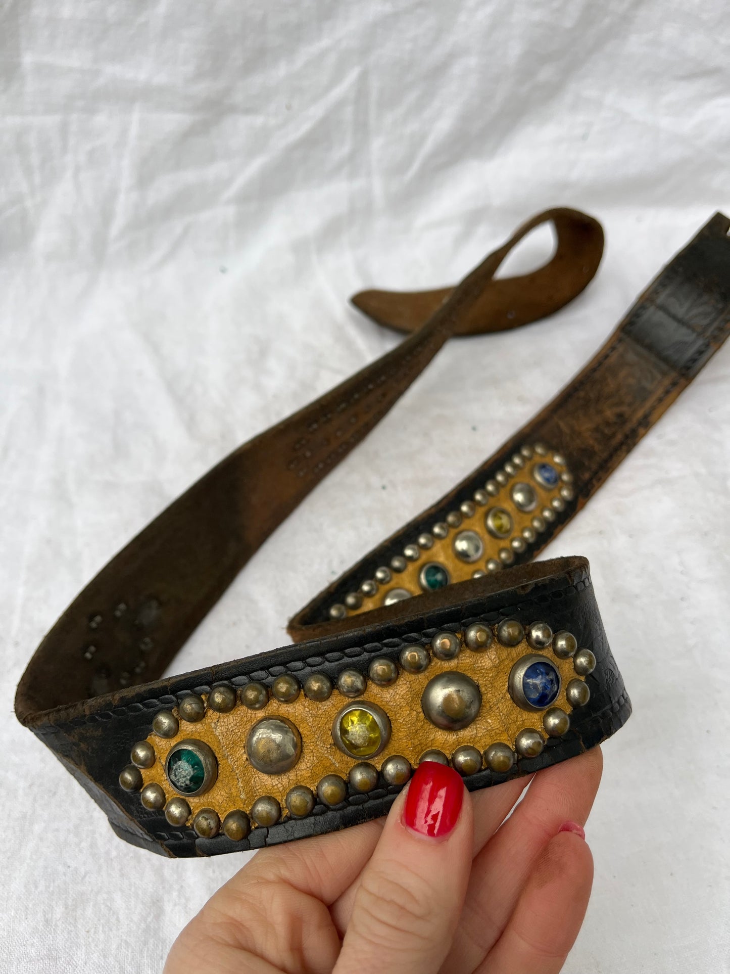 1950s Studded and Jeweled Western Belt 34”-39”