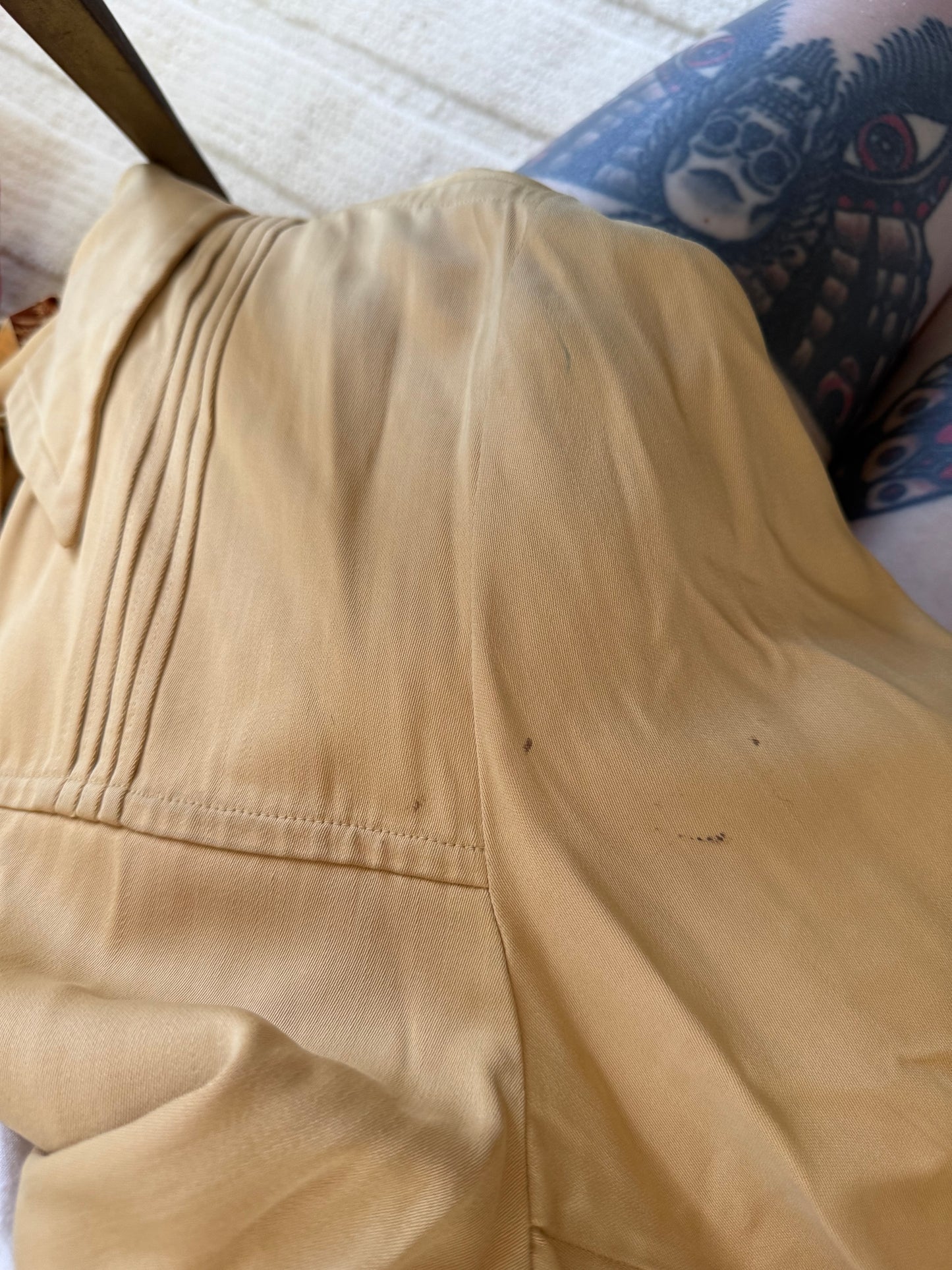 1950's Tan Gabardine Zip Up Jacket Buck Skin Joe M/L