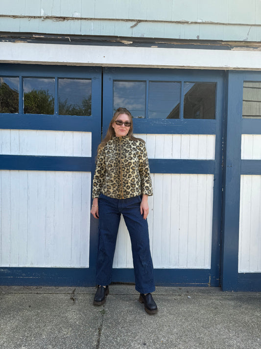 1970s O Ring Zip Cheetah Fuzzy Jacket