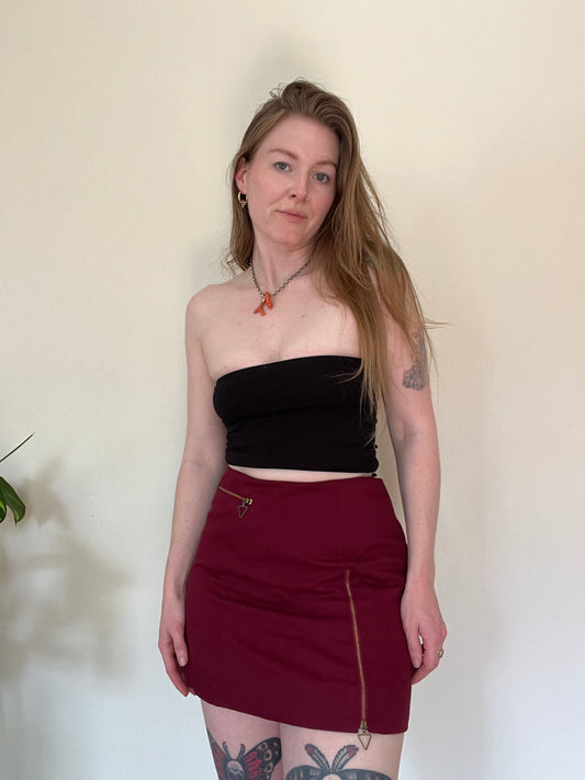 Burgundy 1970s Mini Skort