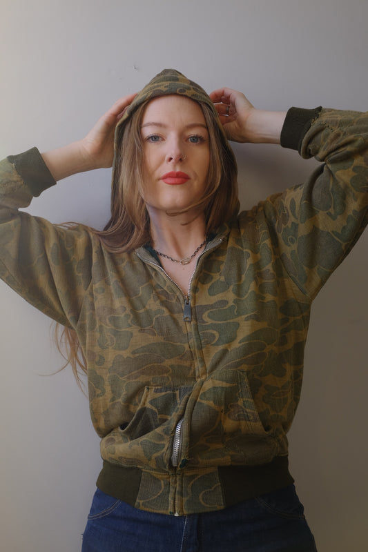 Vintage 1970’s Zip Up Camo Hoodie