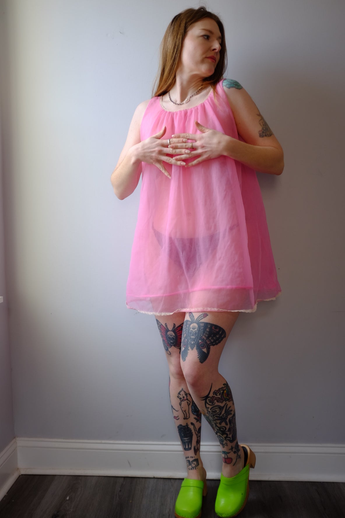 1970’s Bubblegum Pink Lingerie Mini Dress