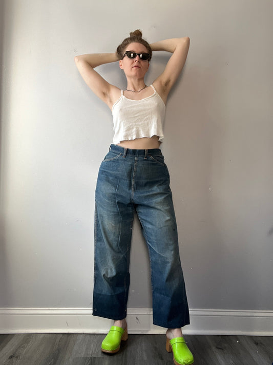 Vintage 1940s 1950s Side Zip Jeans 28”