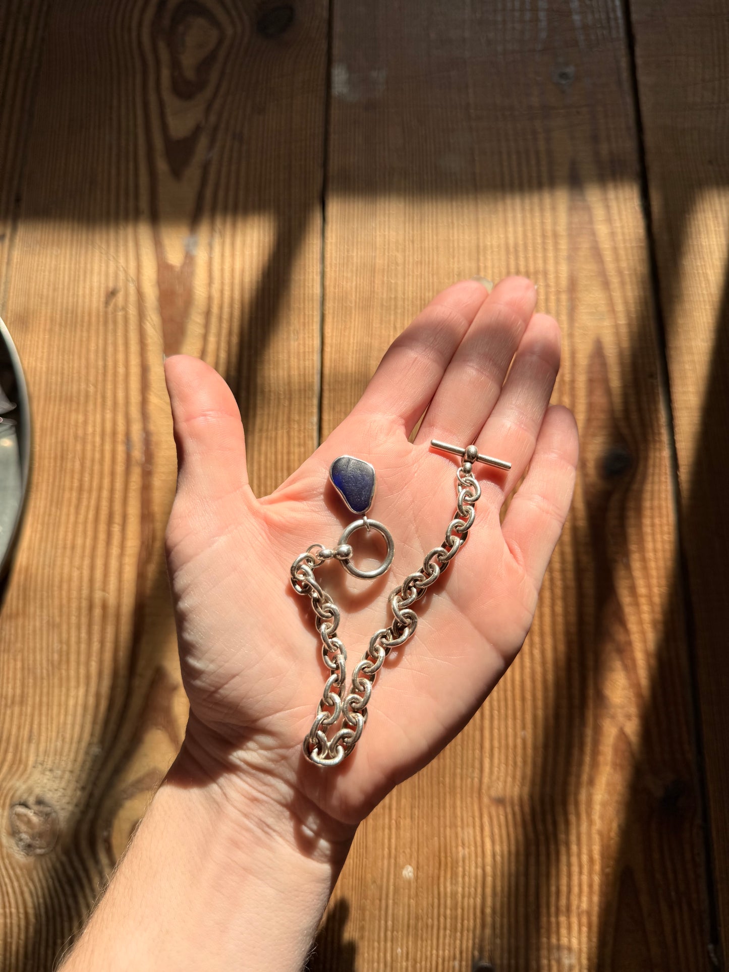 Silver Soldered Link Bracelet with Charm