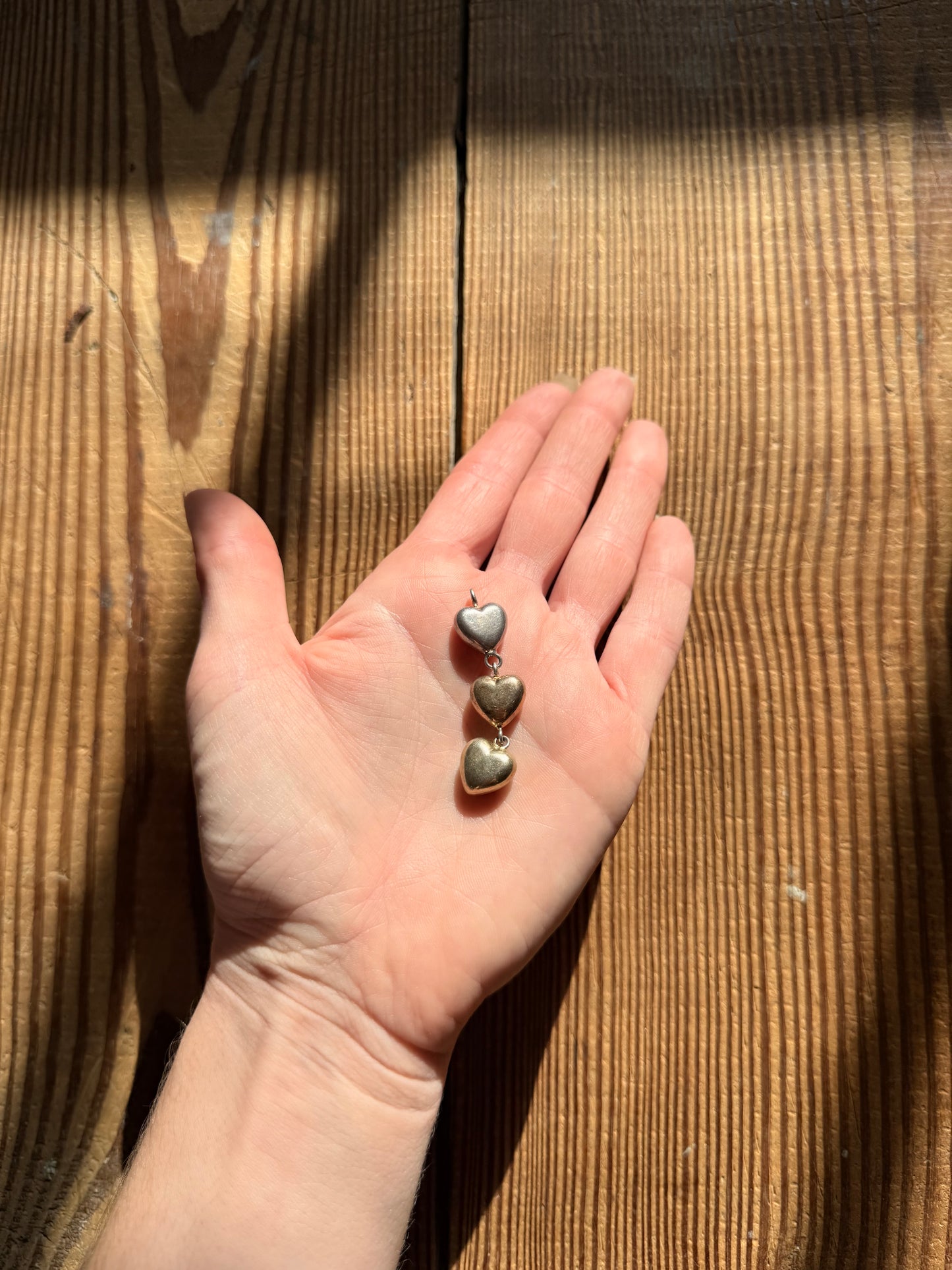 Tiffany & Co 3 Tiered Tri Color Hanging Heart Pendant