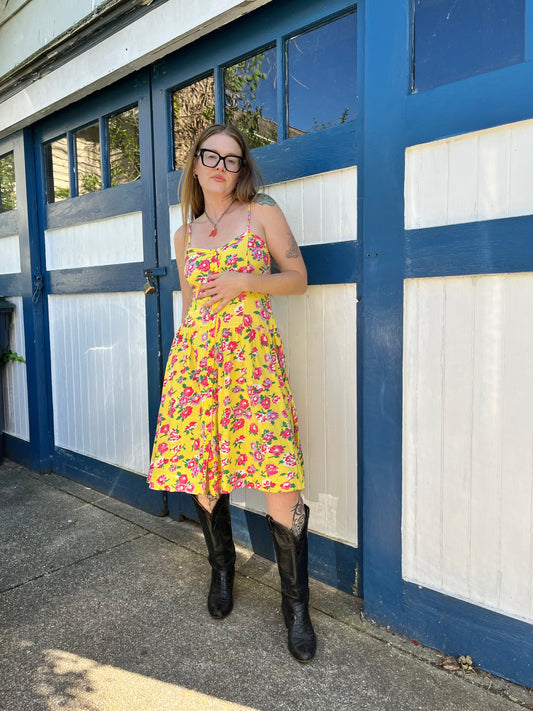 100% Cotton Adrienne Vittadini Yellow Dress