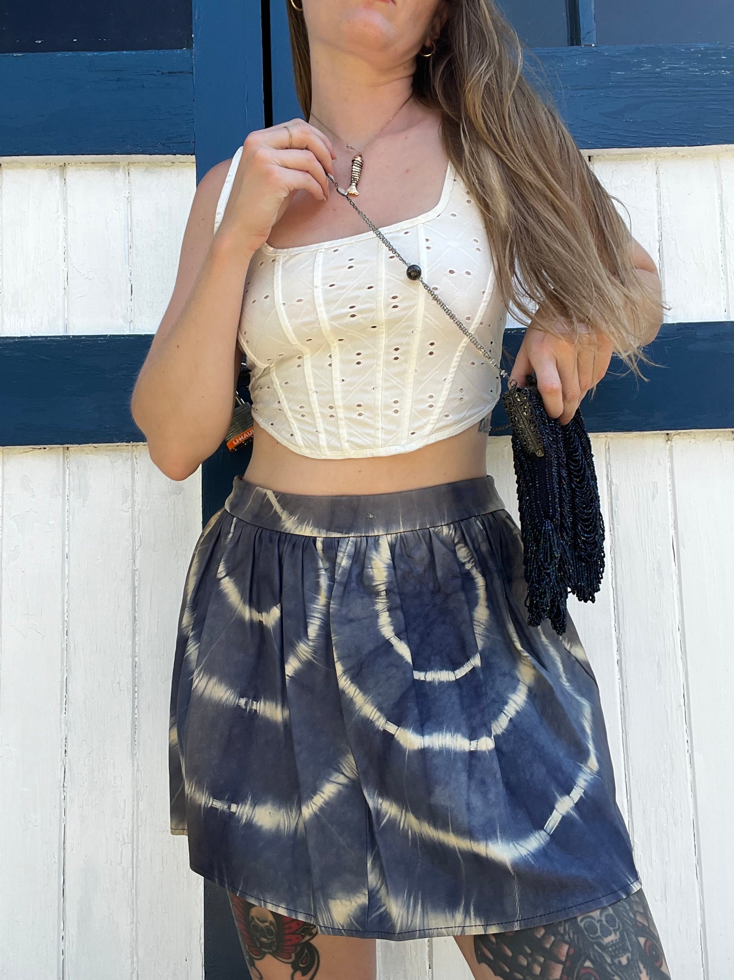 Tie Dye Leather Skirt